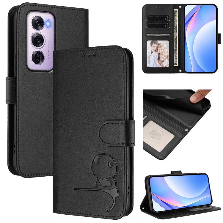 Litter Panda Embossing RFID Leather Phone Case with Lanyard, For OPPO K12x 5G Global, For OPPO Reno12 Pro 5G Global, For OPPO Reno12 5G Global, For OPPO A2 Pro 5G / F27 Pro / F27 Pro+, For OPPO A60 4G Global, For OPPO Reno11 F 5G Global, For OPPO Find ...