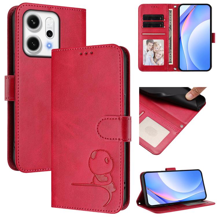 Litter Panda Embossing RFID Leather Phone Case with Lanyard, For OPPO Reno14 F / Reno14 5G Global, For OPPO A79 5G Global, For OPPO A5x 4G / 5G Global, For OPPO A5 5G Global, For OPPO Reno14 Pro 5G Global, For OPPO Find X8s 5G, For OPPO Find X8 Ultra 5...