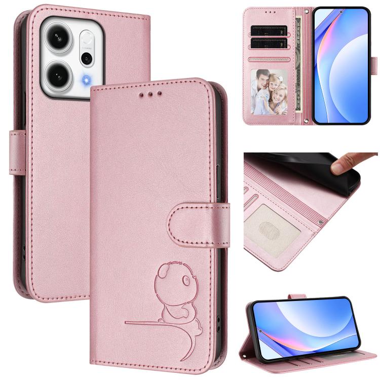 Litter Panda Embossing RFID Leather Phone Case with Lanyard, For OPPO Reno14 F / Reno14 5G Global, For OPPO A79 5G Global, For OPPO A5x 4G / 5G Global, For OPPO A5 5G Global, For OPPO Reno14 Pro 5G Global, For OPPO Find X8s 5G, For OPPO Find X8 Ultra 5...