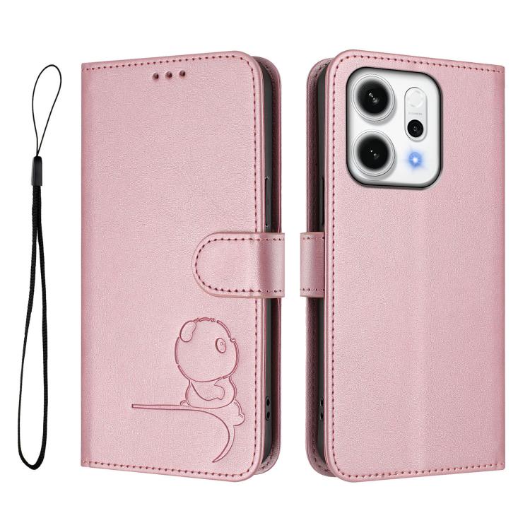 Litter Panda Embossing RFID Leather Phone Case with Lanyard, For OPPO Reno14 F / Reno14 5G Global, For OPPO A79 5G Global, For OPPO A5x 4G / 5G Global, For OPPO A5 5G Global, For OPPO Reno14 Pro 5G Global, For OPPO Find X8s 5G, For OPPO Find X8 Ultra 5...