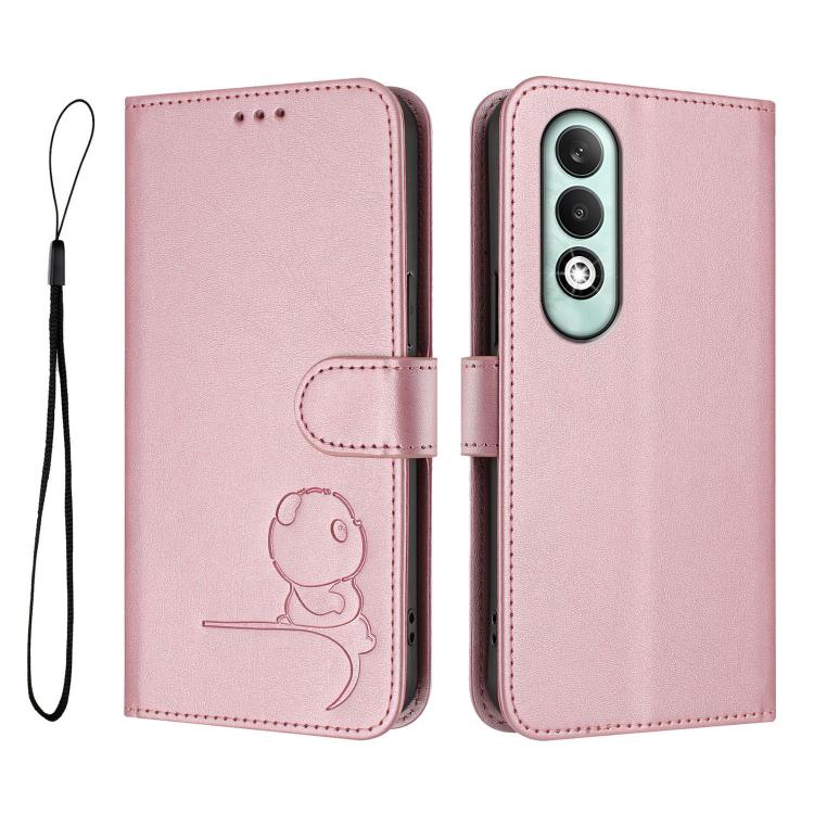 Litter Panda Embossing RFID Leather Phone Case with Lanyard, For OPPO K12x 5G Global, For OPPO Reno12 Pro 5G Global, For OPPO Reno12 5G Global, For OPPO A2 Pro 5G / F27 Pro / F27 Pro+, For OPPO A60 4G Global, For OPPO Reno11 F 5G Global, For OPPO Find ...