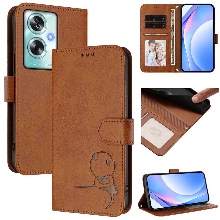 Litter Panda Embossing RFID Leather Phone Case with Lanyard, For OPPO Reno14 F / Reno14 5G Global, For OPPO A79 5G Global, For OPPO A5x 4G / 5G Global, For OPPO A5 5G Global, For OPPO Reno14 Pro 5G Global, For OPPO Find X8s 5G, For OPPO Find X8 Ultra 5...