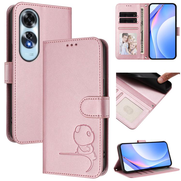 Litter Panda Embossing RFID Leather Phone Case with Lanyard, For OPPO K12x 5G Global, For OPPO Reno12 Pro 5G Global, For OPPO Reno12 5G Global, For OPPO A2 Pro 5G / F27 Pro / F27 Pro+, For OPPO A60 4G Global, For OPPO Reno11 F 5G Global, For OPPO Find ...