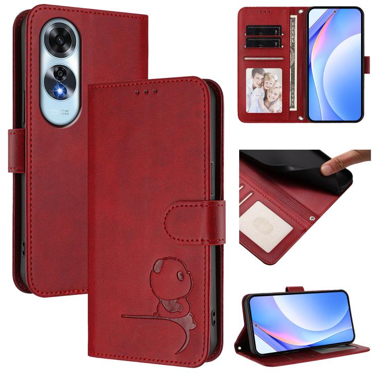 Litter Panda Embossing RFID Leather Phone Case with Lanyard, For OPPO K12x 5G Global, For OPPO Reno12 Pro 5G Global, For OPPO Reno12 5G Global, For OPPO A2 Pro 5G / F27 Pro / F27 Pro+, For OPPO A60 4G Global, For OPPO Reno11 F 5G Global, For OPPO Find ...