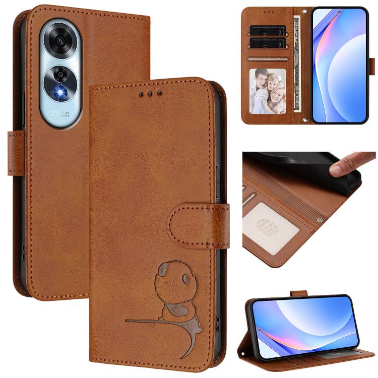 Litter Panda Embossing RFID Leather Phone Case with Lanyard, For OPPO K12x 5G Global, For OPPO Reno12 Pro 5G Global, For OPPO Reno12 5G Global, For OPPO A2 Pro 5G / F27 Pro / F27 Pro+, For OPPO A60 4G Global, For OPPO Reno11 F 5G Global, For OPPO Find ...