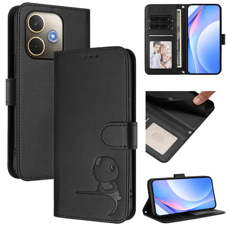 Litter Panda Embossing RFID Leather Phone Case with Lanyard, For OPPO Reno14 F / Reno14 5G Global, For OPPO A79 5G Global, For OPPO A5x 4G / 5G Global, For OPPO A5 5G Global, For OPPO Reno14 Pro 5G Global, For OPPO Find X8s 5G, For OPPO Find X8 Ultra 5...