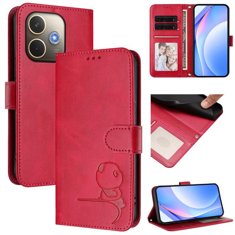 Litter Panda Embossing RFID Leather Phone Case with Lanyard, For OPPO Reno14 F / Reno14 5G Global, For OPPO A79 5G Global, For OPPO A5x 4G / 5G Global, For OPPO A5 5G Global, For OPPO Reno14 Pro 5G Global, For OPPO Find X8s 5G, For OPPO Find X8 Ultra 5...