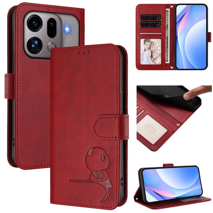 Litter Panda Embossing RFID Leather Phone Case with Lanyard, For OPPO Reno16 F / Reno16 FS 5G, For OPPO Reno16 / Reno16 Pro 5G Global, For OPPO Find X9s Pro, For OPPO Find X9 Ultra, For OPPO Find X9, For OPPO A6 GT 5G, For OPPO Find X9 Pro             ...