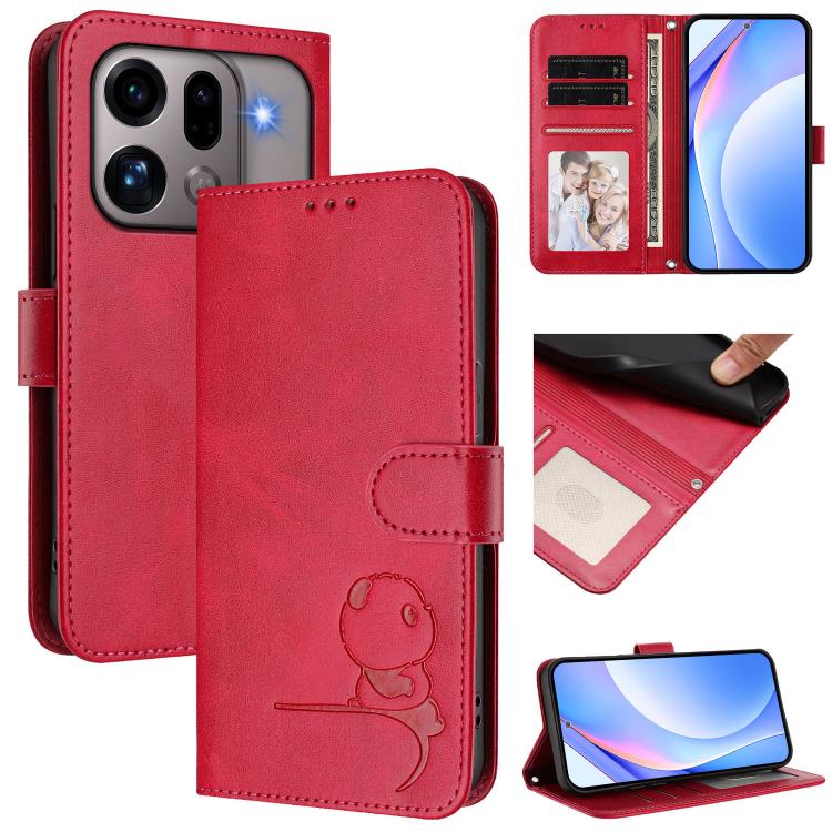 Litter Panda Embossing RFID Leather Phone Case with Lanyard, For OPPO Reno16 F / Reno16 FS 5G, For OPPO Reno16 / Reno16 Pro 5G Global, For OPPO Find X9s Pro, For OPPO Find X9 Ultra, For OPPO Find X9, For OPPO A6 GT 5G, For OPPO Find X9 Pro             ...