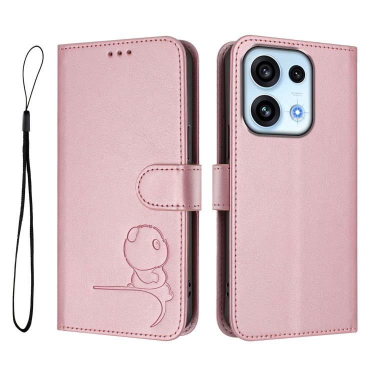 Litter Panda Embossing RFID Leather Phone Case with Lanyard, For OPPO Reno16 F / Reno16 FS 5G, For OPPO Reno16 / Reno16 Pro 5G Global, For OPPO Find X9s Pro, For OPPO Find X9 Ultra, For OPPO Find X9, For OPPO A6 GT 5G, For OPPO Find X9 Pro             ...
