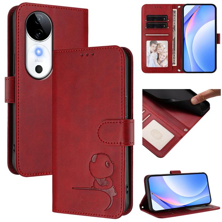 Litter Panda Embossing RFID Leather Phone Case with Lanyard, For vivo V40 / V40 Pro / T3 Ultra, For vivo iQOO Z9s Pro / T3 Pro India, For vivo Y03 / Y18 India / Y28s, For vivo V40 Lite 5G / V30e 5G, For vivo S19, For vivo Y28 4G, For vivo X100s        ...