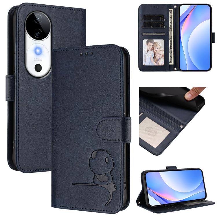 Litter Panda Embossing RFID Leather Phone Case with Lanyard, For vivo V40 / V40 Pro / T3 Ultra, For vivo iQOO Z9s Pro / T3 Pro India, For vivo Y03 / Y18 India / Y28s, For vivo V40 Lite 5G / V30e 5G, For vivo S19, For vivo Y28 4G, For vivo X100s        ...