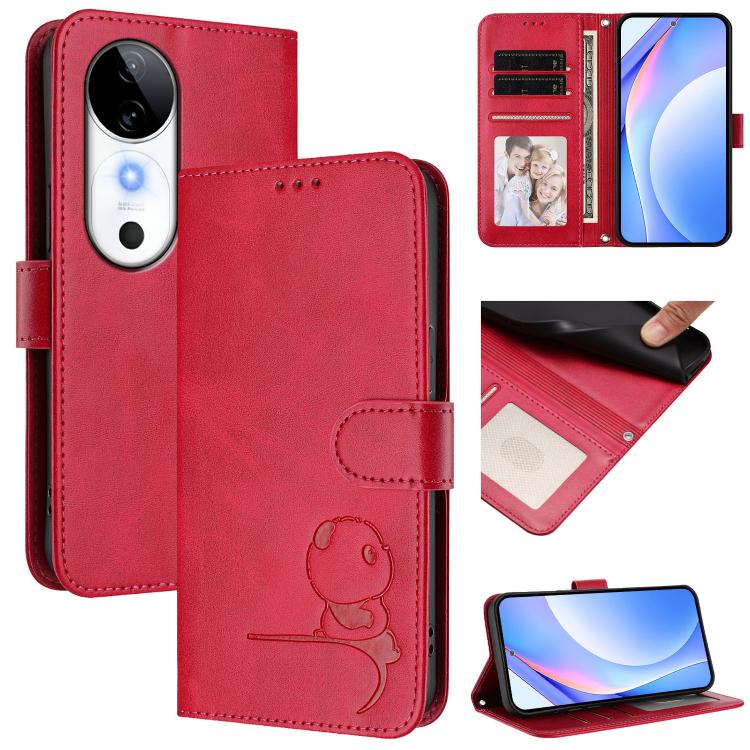 Litter Panda Embossing RFID Leather Phone Case with Lanyard, For vivo V40 / V40 Pro / T3 Ultra, For vivo iQOO Z9s Pro / T3 Pro India, For vivo Y03 / Y18 India / Y28s, For vivo V40 Lite 5G / V30e 5G, For vivo S19, For vivo Y28 4G, For vivo X100s        ...