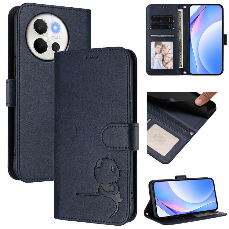 Litter Panda Embossing RFID Leather Phone Case with Lanyard, For vivo V40 / V40 Pro / T3 Ultra, For vivo iQOO Z9s Pro / T3 Pro India, For vivo Y03 / Y18 India / Y28s, For vivo V40 Lite 5G / V30e 5G, For vivo S19, For vivo Y28 4G, For vivo X100s        ...