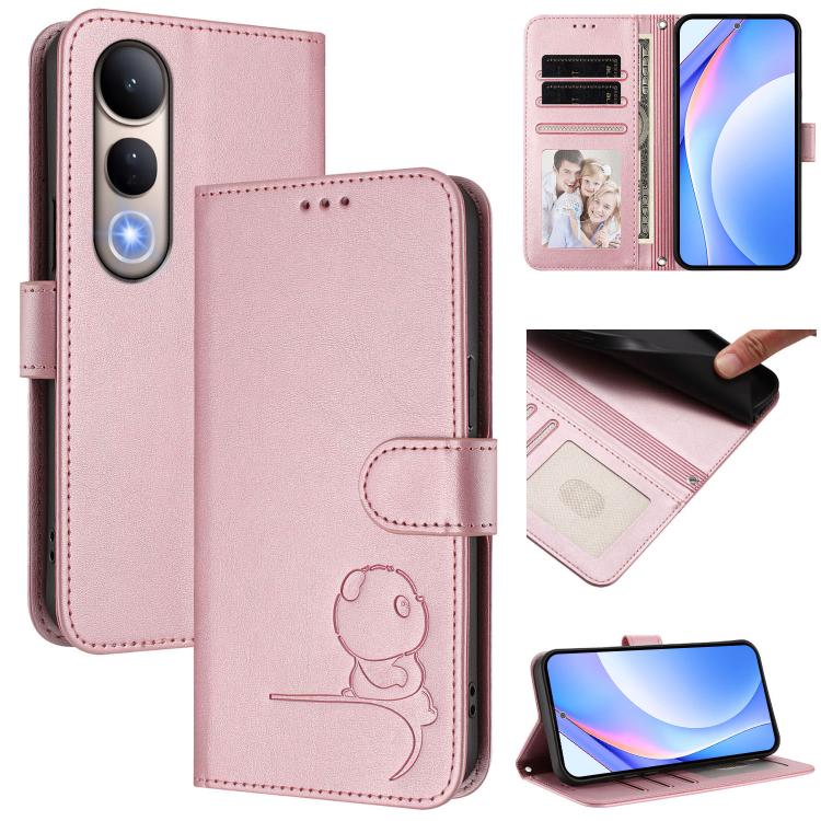 Litter Panda Embossing RFID Leather Phone Case with Lanyard, For vivo Y400 5G, For vivo Y400 4G, For vivo V60 5G, For vivo X200s, For vivo Y300 Pro+ / T4 / iQOO Z10, For vivo Y29 4G / T4x / Y300t / iQOO Z10x, For vivo V50 / V50e, For vivo V50 Lite 5G / 4G