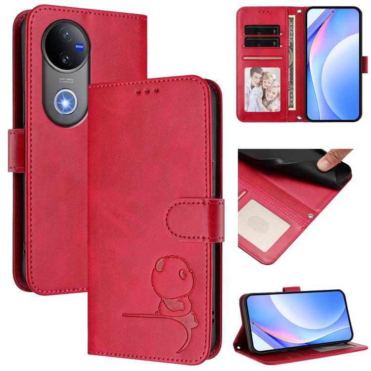 Litter Panda Embossing RFID Leather Phone Case with Lanyard, For vivo Y400 5G, For vivo Y400 4G, For vivo V60 5G, For vivo X200s, For vivo Y300 Pro+ / T4 / iQOO Z10, For vivo Y29 4G / T4x / Y300t / iQOO Z10x, For vivo V50 / V50e, For vivo V50 Lite 5G / 4G