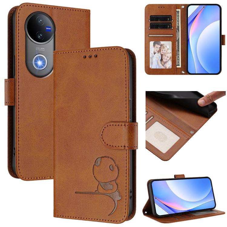 Litter Panda Embossing RFID Leather Phone Case with Lanyard, For vivo Y400 5G, For vivo Y400 4G, For vivo V60 5G, For vivo X200s, For vivo Y300 Pro+ / T4 / iQOO Z10, For vivo Y29 4G / T4x / Y300t / iQOO Z10x, For vivo V50 / V50e, For vivo V50 Lite 5G / 4G