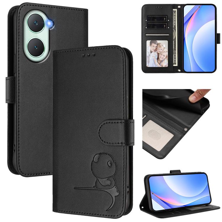 Litter Panda Embossing RFID Leather Phone Case with Lanyard, For vivo V40 / V40 Pro / T3 Ultra, For vivo iQOO Z9s Pro / T3 Pro India, For vivo Y03 / Y18 India / Y28s, For vivo V40 Lite 5G / V30e 5G, For vivo S19, For vivo Y28 4G, For vivo X100s        ...