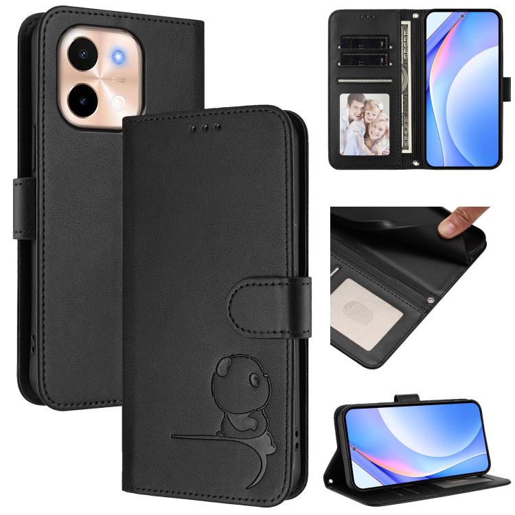 Litter Panda Embossing RFID Leather Phone Case with Lanyard, For vivo V40 / V40 Pro / T3 Ultra, For vivo iQOO Z9s Pro / T3 Pro India, For vivo Y03 / Y18 India / Y28s, For vivo V40 Lite 5G / V30e 5G, For vivo S19, For vivo Y28 4G, For vivo X100s        ...