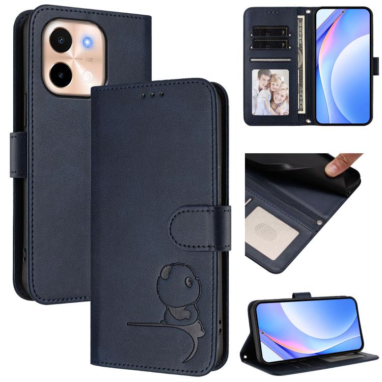 Litter Panda Embossing RFID Leather Phone Case with Lanyard, For vivo V40 / V40 Pro / T3 Ultra, For vivo iQOO Z9s Pro / T3 Pro India, For vivo Y03 / Y18 India / Y28s, For vivo V40 Lite 5G / V30e 5G, For vivo S19, For vivo Y28 4G, For vivo X100s        ...