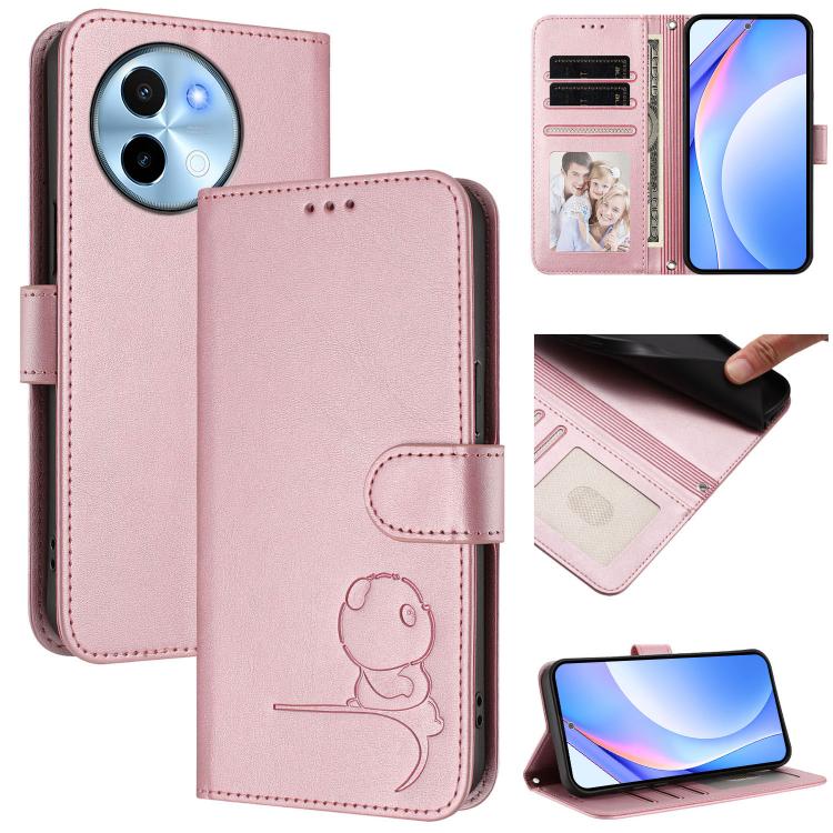 Litter Panda Embossing RFID Leather Phone Case with Lanyard, For vivo V40 / V40 Pro / T3 Ultra, For vivo iQOO Z9s Pro / T3 Pro India, For vivo Y03 / Y18 India / Y28s, For vivo V40 Lite 5G / V30e 5G, For vivo S19, For vivo Y28 4G, For vivo X100s        ...