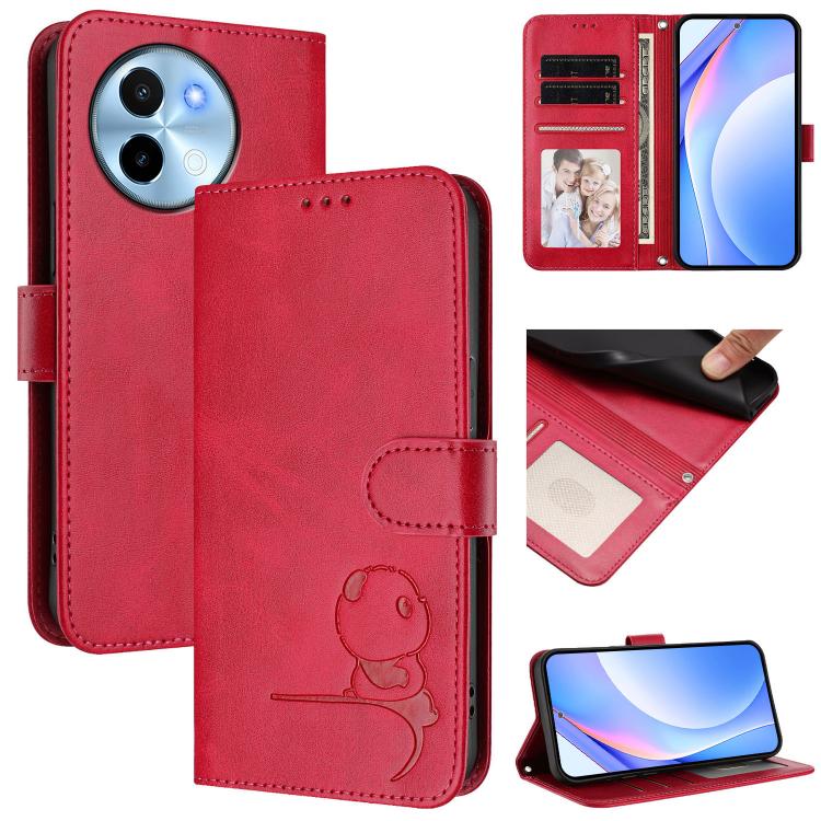 Litter Panda Embossing RFID Leather Phone Case with Lanyard, For vivo V40 / V40 Pro / T3 Ultra, For vivo iQOO Z9s Pro / T3 Pro India, For vivo Y03 / Y18 India / Y28s, For vivo V40 Lite 5G / V30e 5G, For vivo S19, For vivo Y28 4G, For vivo X100s        ...