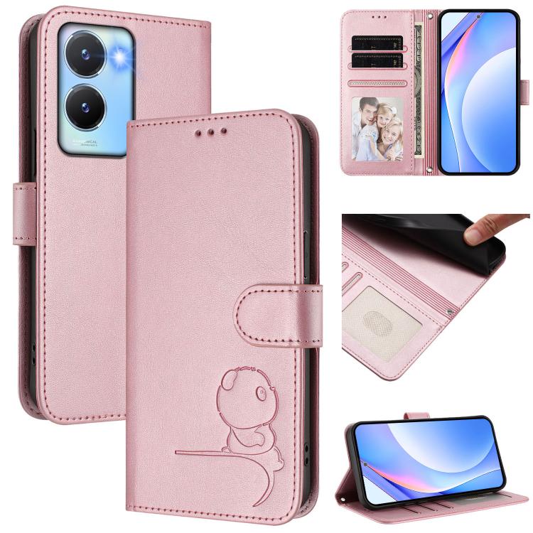 Litter Panda Embossing RFID Leather Phone Case with Lanyard, For vivo Y78+ / Y78 / V29 Lite, For vivo Y56 / Y16 / Y02s, For vivo V27 / V27 Pro, For vivo V27e 4G / S16e 5G / T2 4G, For vivo Y27 4G