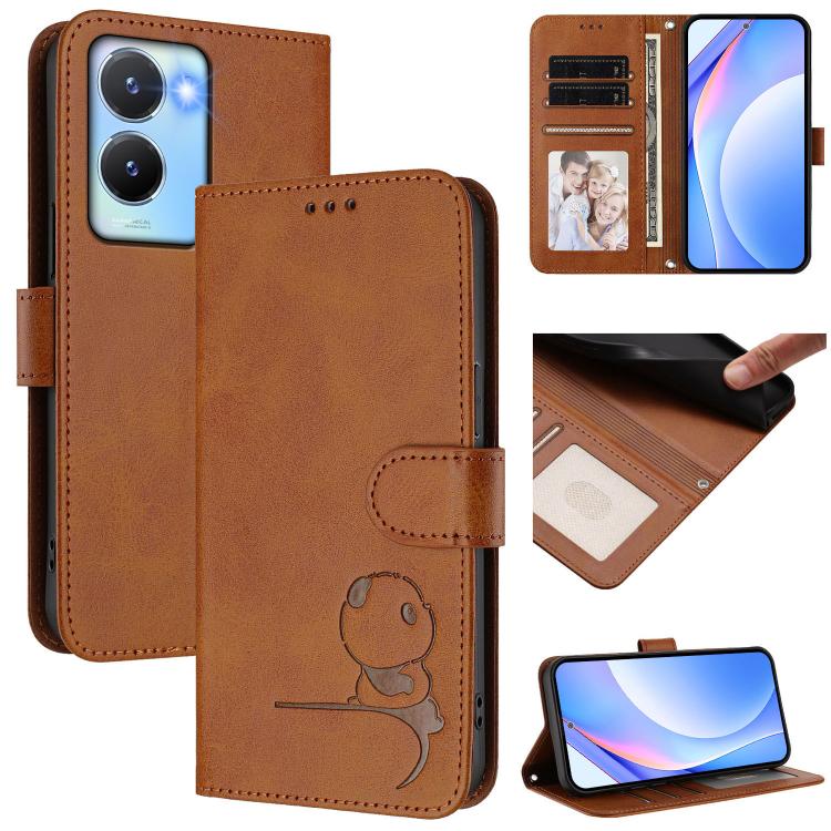 Litter Panda Embossing RFID Leather Phone Case with Lanyard, For vivo Y78+ / Y78 / V29 Lite, For vivo Y56 / Y16 / Y02s, For vivo V27 / V27 Pro, For vivo V27e 4G / S16e 5G / T2 4G, For vivo Y27 4G