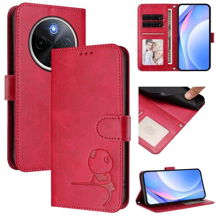 Litter Panda Embossing RFID Leather Phone Case with Lanyard, For vivo Y400 5G, For vivo Y400 4G, For vivo V60 5G, For vivo X200s, For vivo Y300 Pro+ / T4 / iQOO Z10, For vivo Y29 4G / T4x / Y300t / iQOO Z10x, For vivo V50 / V50e, For vivo V50 Lite 5G / 4G