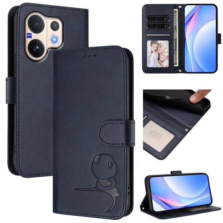 Litter Panda Embossing RFID Leather Phone Case with Lanyard, For vivo Y400 5G, For vivo Y400 4G, For vivo V60 5G, For vivo X200s, For vivo Y300 Pro+ / T4 / iQOO Z10, For vivo Y29 4G / T4x / Y300t / iQOO Z10x, For vivo V50 / V50e, For vivo V50 Lite 5G / 4G