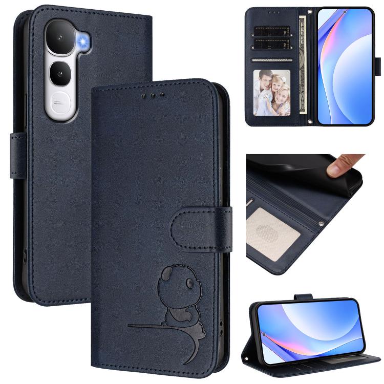 Litter Panda Embossing RFID Leather Phone Case with Lanyard, For vivo Y400 5G, For vivo Y400 4G, For vivo V60 5G, For vivo X200s, For vivo Y300 Pro+ / T4 / iQOO Z10, For vivo Y29 4G / T4x / Y300t / iQOO Z10x, For vivo V50 / V50e, For vivo V50 Lite 5G / 4G