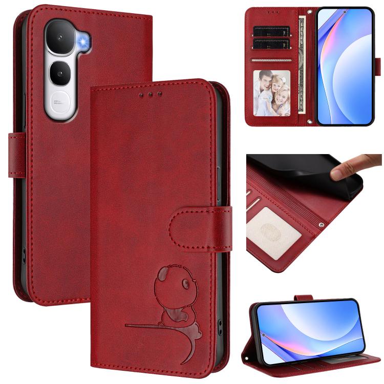 Litter Panda Embossing RFID Leather Phone Case with Lanyard, For vivo Y400 5G, For vivo Y400 4G, For vivo V60 5G, For vivo X200s, For vivo Y300 Pro+ / T4 / iQOO Z10, For vivo Y29 4G / T4x / Y300t / iQOO Z10x, For vivo V50 / V50e, For vivo V50 Lite 5G / 4G