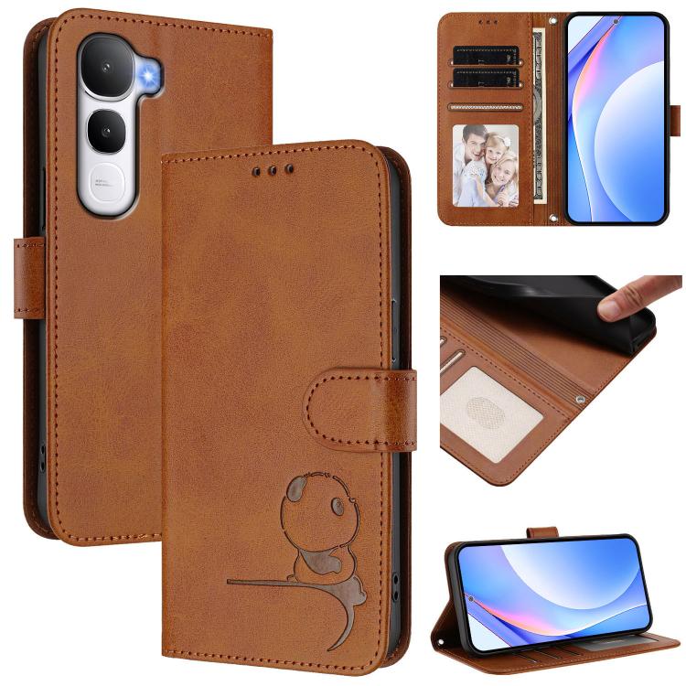 Litter Panda Embossing RFID Leather Phone Case with Lanyard, For vivo Y400 5G, For vivo Y400 4G, For vivo V60 5G, For vivo X200s, For vivo Y300 Pro+ / T4 / iQOO Z10, For vivo Y29 4G / T4x / Y300t / iQOO Z10x, For vivo V50 / V50e, For vivo V50 Lite 5G / 4G