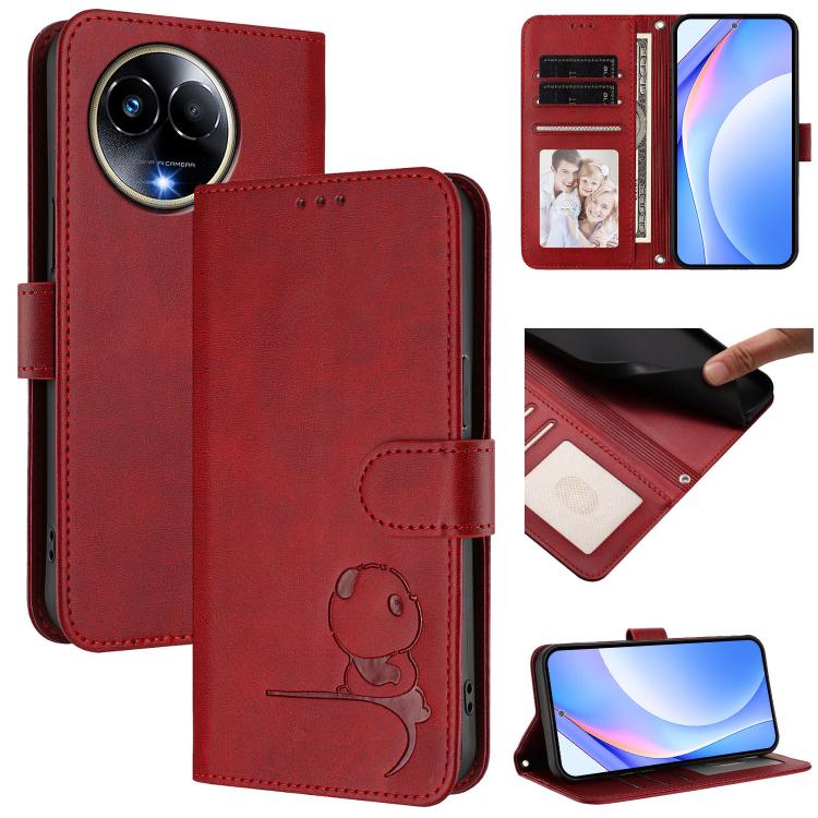 Litter Panda Embossing RFID Leather Phone Case with Lanyard, For Realme GT 6T 5G / GT 6 5G Global, For Realme C67 4G / 12 Lite 4G, For Realme 12 Pro / 12 Pro+ / P1 Pro, For Realme C53 / C51 / C53 India, For Realme 11 5G / 11x / C67 5G India            ...