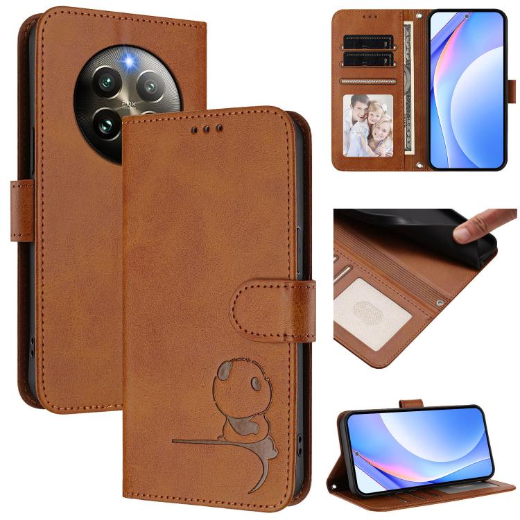 Litter Panda Embossing RFID Leather Phone Case with Lanyard, For Realme 14 Pro, For Realme GT7 Pro / GT7 Pro Racing, For Realme C63 5G, For Realme 12 5G / 12x Global / 12x India, For Realme 13+, For Realme 13 4G / 12 4G / 12+ / P1                      ...