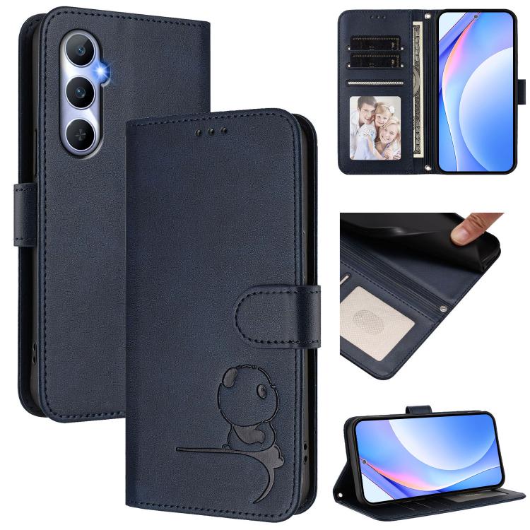 Litter Panda Embossing RFID Leather Phone Case with Lanyard, For Realme C65 4G, For Realme C55 / Narzo N55