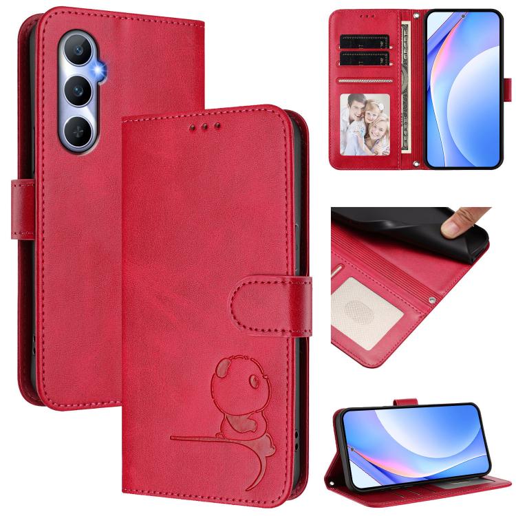 Litter Panda Embossing RFID Leather Phone Case with Lanyard, For Realme C65 4G, For Realme C55 / Narzo N55