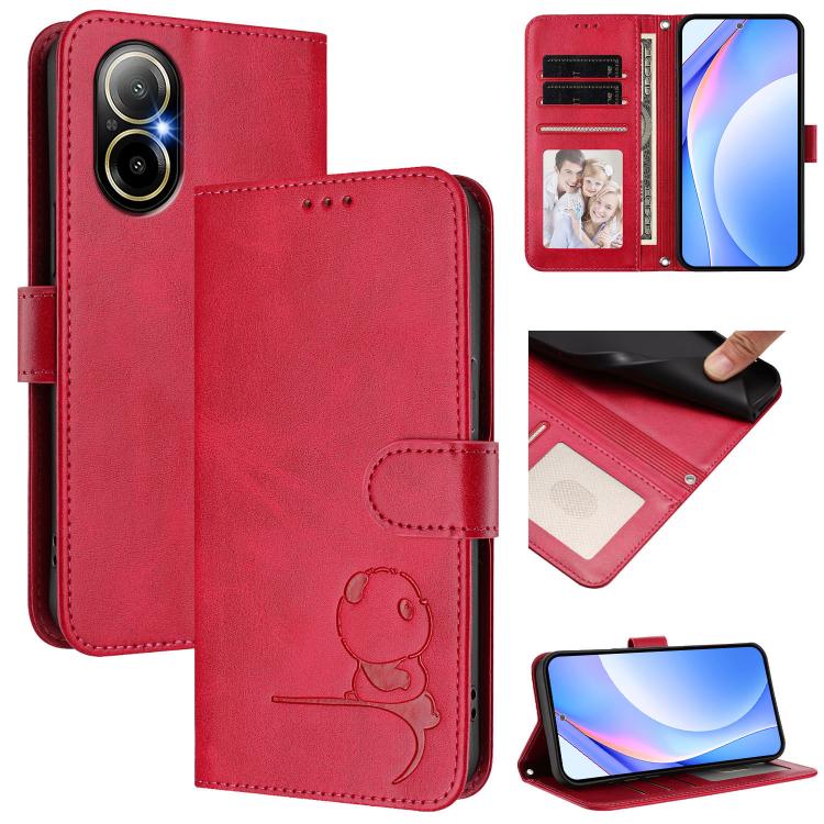 Litter Panda Embossing RFID Leather Phone Case with Lanyard, For Realme GT 6T 5G / GT 6 5G Global, For Realme C67 4G / 12 Lite 4G, For Realme 12 Pro / 12 Pro+ / P1 Pro, For Realme C53 / C51 / C53 India, For Realme 11 5G / 11x / C67 5G India            ...