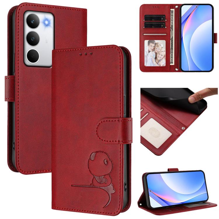 Litter Panda Embossing RFID Leather Phone Case with Lanyard, For Realme C71 4G India / Note 70 4G, For Realme P4 Pro 5G, For Realme P4 5G, For Realme 15T 5G Global, For Realme 15 5G / 15 Pro 5G Global, For Realme C71 4G, For Realme GT7 5G India        ...