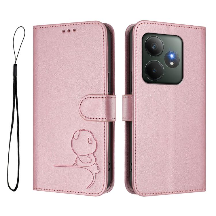 Litter Panda Embossing RFID Leather Phone Case with Lanyard, For Realme GT 6T 5G / GT 6 5G Global, For Realme C67 4G / 12 Lite 4G, For Realme 12 Pro / 12 Pro+ / P1 Pro, For Realme C53 / C51 / C53 India, For Realme 11 5G / 11x / C67 5G India            ...
