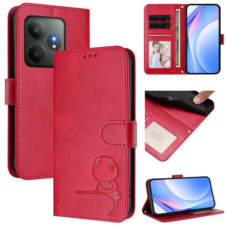 Litter Panda Embossing RFID Leather Phone Case with Lanyard, For Realme GT 6T 5G / GT 6 5G Global, For Realme C67 4G / 12 Lite 4G, For Realme 12 Pro / 12 Pro+ / P1 Pro, For Realme C53 / C51 / C53 India, For Realme 11 5G / 11x / C67 5G India            ...