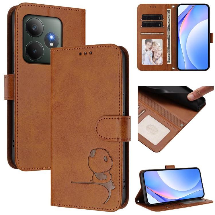 Litter Panda Embossing RFID Leather Phone Case with Lanyard, For Realme GT 6T 5G / GT 6 5G Global, For Realme C67 4G / 12 Lite 4G, For Realme 12 Pro / 12 Pro+ / P1 Pro, For Realme C53 / C51 / C53 India, For Realme 11 5G / 11x / C67 5G India            ...