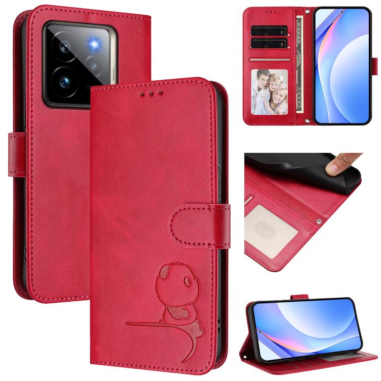 Litter Panda Embossing RFID Leather Phone Case with Lanyard, For Realme 14 Pro, For Realme GT7 Pro / GT7 Pro Racing, For Realme C63 5G, For Realme 12 5G / 12x Global / 12x India, For Realme 13+, For Realme 13 4G / 12 4G / 12+ / P1                      ...