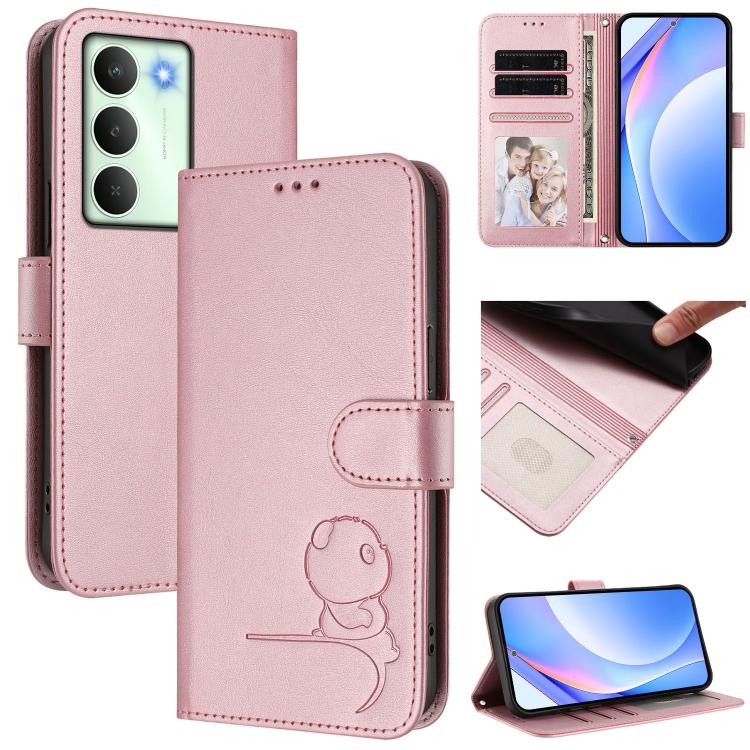 Litter Panda Embossing RFID Leather Phone Case with Lanyard, For Realme C71 4G India / Note 70 4G, For Realme P4 Pro 5G, For Realme P4 5G, For Realme 15T 5G Global, For Realme 15 5G / 15 Pro 5G Global, For Realme C71 4G, For Realme GT7 5G India        ...