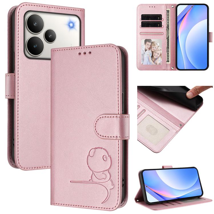 Litter Panda Embossing RFID Leather Phone Case with Lanyard, For Realme C71 4G India / Note 70 4G, For Realme P4 Pro 5G, For Realme P4 5G, For Realme 15T 5G Global, For Realme 15 5G / 15 Pro 5G Global, For Realme C71 4G, For Realme GT7 5G India        ...