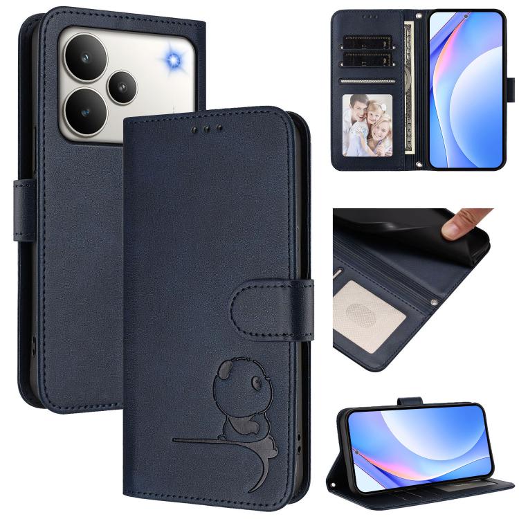 Litter Panda Embossing RFID Leather Phone Case with Lanyard, For Realme C71 4G India / Note 70 4G, For Realme P4 Pro 5G, For Realme P4 5G, For Realme 15T 5G Global, For Realme 15 5G / 15 Pro 5G Global, For Realme C71 4G, For Realme GT7 5G India        ...