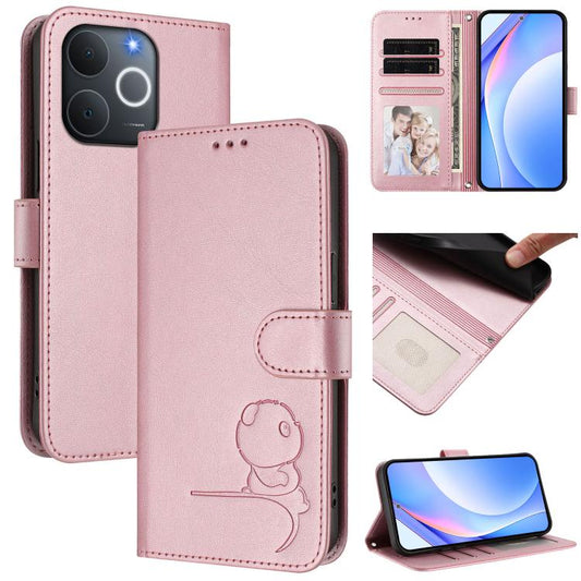 Litter Panda Embossing RFID Leather Phone Case with Lanyard, For Realme C71 4G India / Note 70 4G, For Realme P4 Pro 5G, For Realme P4 5G, For Realme 15T 5G Global, For Realme 15 5G / 15 Pro 5G Global, For Realme C71 4G, For Realme GT7 5G India        ...