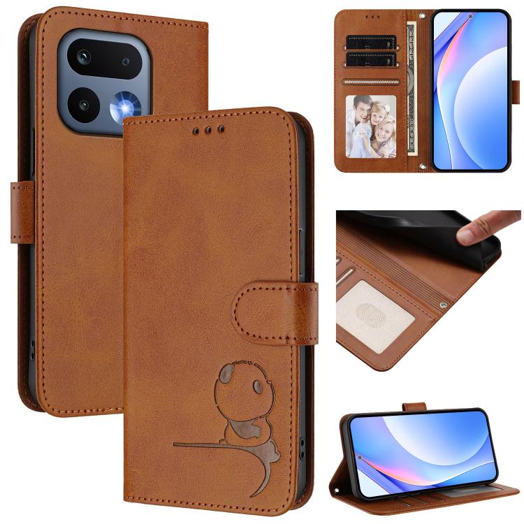 Litter Panda Embossing RFID Leather Phone Case with Lanyard, For Realme P4x / OnePlus Nord CE6 Lite, For Realme 16T 5G, For Realme C100 5G / C83 / C85 5G, For Realme P4 Power 5G, For Realme  Note 80 4G Global, For Realme 16 5G Global                   ...