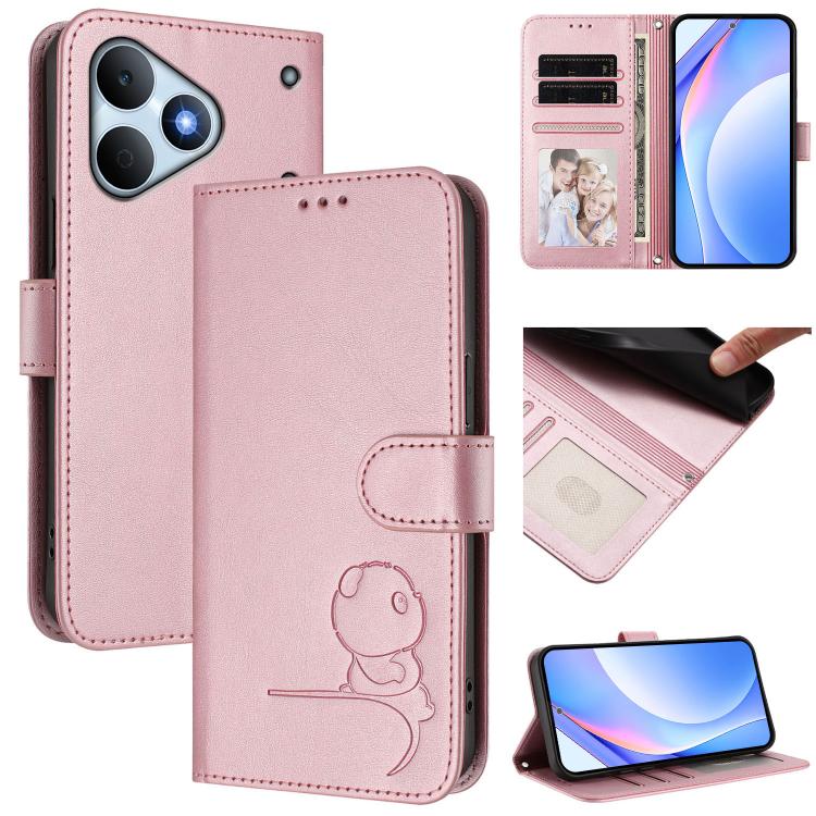 Litter Panda Embossing RFID Leather Phone Case with Lanyard, For Realme P4x / OnePlus Nord CE6 Lite, For Realme 16T 5G, For Realme C100 5G / C83 / C85 5G, For Realme P4 Power 5G, For Realme  Note 80 4G Global, For Realme 16 5G Global                   ...