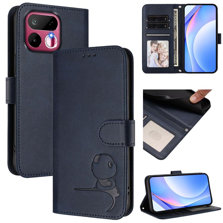 Litter Panda Embossing RFID Leather Phone Case with Lanyard, For Realme P4x / OnePlus Nord CE6 Lite, For Realme 16T 5G, For Realme C100 5G / C83 / C85 5G, For Realme P4 Power 5G, For Realme  Note 80 4G Global, For Realme 16 5G Global                   ...
